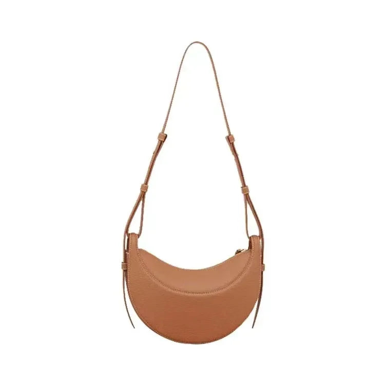 2024 Underarm Bag Women Shoulder Bag Genuine Leather Solid Color Elegant Ladies Handbag Saddle Crescent Chic Bag  Women's  Purse