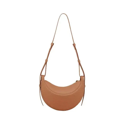 2024 Underarm Bag Women Shoulder Bag Genuine Leather Solid Color Elegant Ladies Handbag Saddle Crescent Chic Bag  Women's  Purse