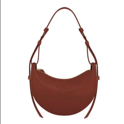 2024 Underarm Bag Women Shoulder Bag Genuine Leather Solid Color Elegant Ladies Handbag Saddle Crescent Chic Bag  Women's  Purse
