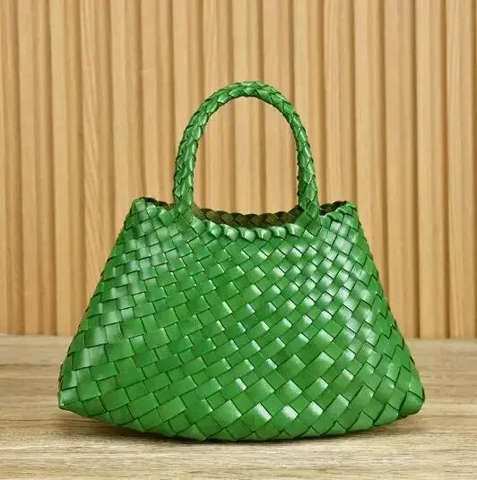 2024 Vintage Leather Weave Hand Bags Shoulder Bags Tote Top Quality Women Basket Shopping Bags Beach Hobos Handbag