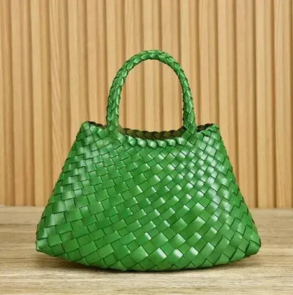 2024 Vintage Leather Weave Hand Bags Shoulder Bags Tote Top Quality Women Basket Shopping Bags Beach Hobos Handbag