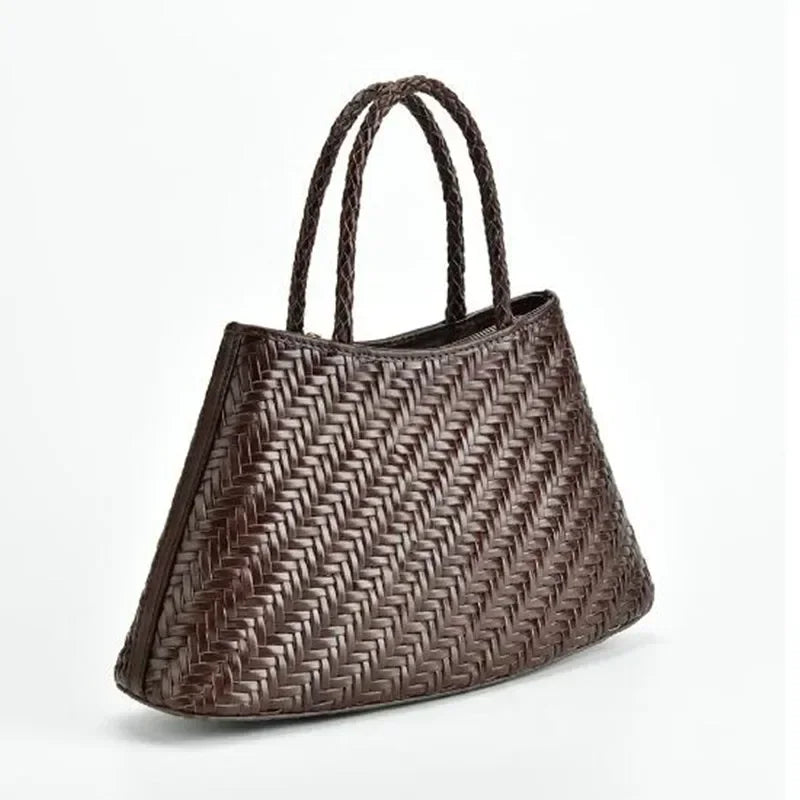 2024 Vintage Leather Weave Hand Bags Shoulder Bags Tote Top Quality Women Basket Shopping Bags Beach Hobos Handbag