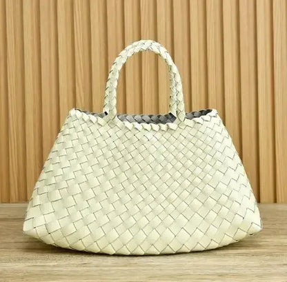 2024 Vintage Leather Weave Hand Bags Shoulder Bags Tote Top Quality Women Basket Shopping Bags Beach Hobos Handbag