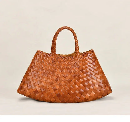 2024 Vintage Leather Weave Hand Bags Shoulder Bags Tote Top Quality Women Basket Shopping Bags Beach Hobos Handbag