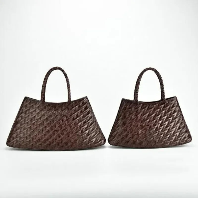 2024 Vintage Leather Weave Hand Bags Shoulder Bags Tote Top Quality Women Basket Shopping Bags Beach Hobos Handbag