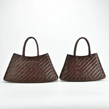 2024 Vintage Leather Weave Hand Bags Shoulder Bags Tote Top Quality Women Basket Shopping Bags Beach Hobos Handbag