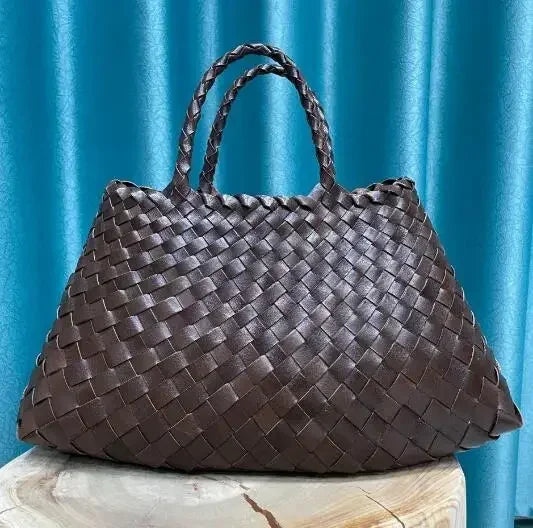 2024 Vintage Leather Weave Hand Bags Shoulder Bags Tote Top Quality Women Basket Shopping Bags Beach Hobos Handbag