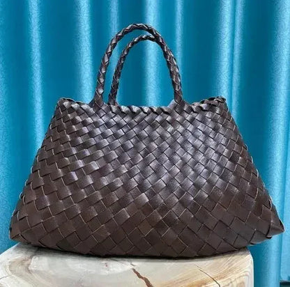 2024 Vintage Leather Weave Hand Bags Shoulder Bags Tote Top Quality Women Basket Shopping Bags Beach Hobos Handbag