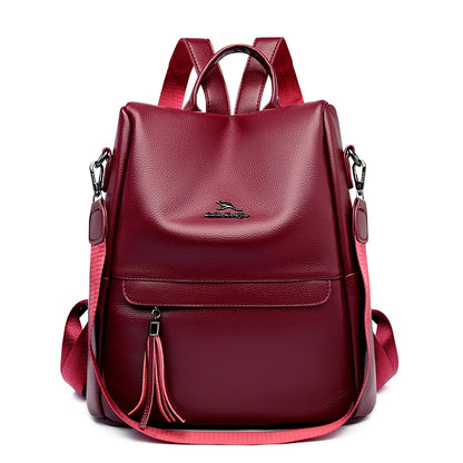 2024 Waterproof Leather Women Backpack Anti-theft Backpacks Shoulder Bags for Teenager Girls Large Capacity Travel School Bag