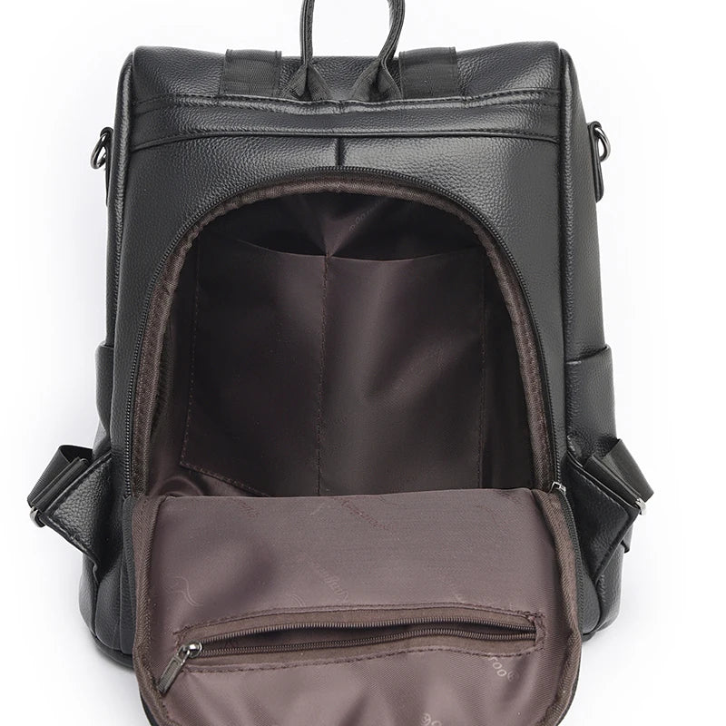 2024 Waterproof Leather Women Backpack Anti-theft Backpacks Shoulder Bags for Teenager Girls Large Capacity Travel School Bag