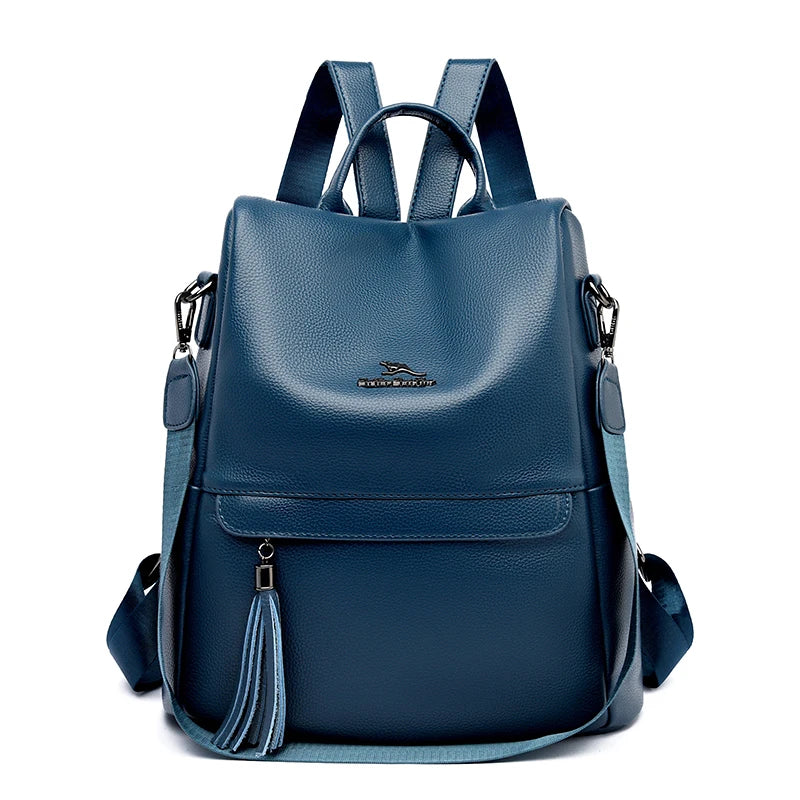 2024 Waterproof Leather Women Backpack Anti-theft Backpacks Shoulder Bags for Teenager Girls Large Capacity Travel School Bag
