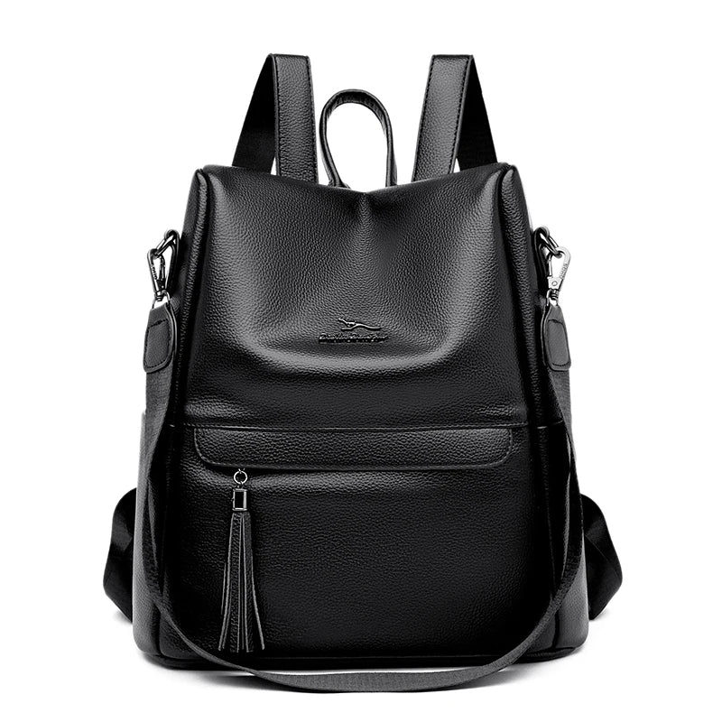 2024 Waterproof Leather Women Backpack Anti-theft Backpacks Shoulder Bags for Teenager Girls Large Capacity Travel School Bag