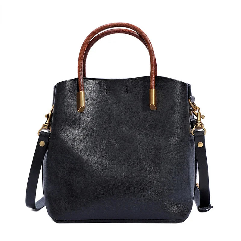 2024 Winter Fashion New Crossbody Bag Vintage Genuine Leather Top-Handle Bags Y2k Grunge Shoulder Underarm Tote Bag