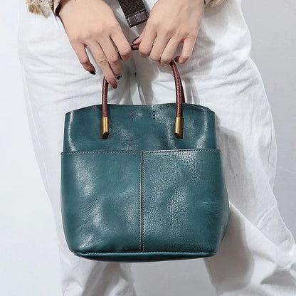 2024 Winter Fashion New Crossbody Bag Vintage Genuine Leather Top-Handle Bags Y2k Grunge Shoulder Underarm Tote Bag