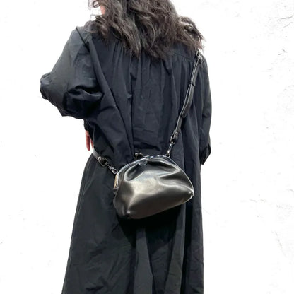 2024 Winter New Lock Buckle Bags Vintage Portable Leather Black Crossbody Bags Y2k Street Simple Shoulder Bag for Women
