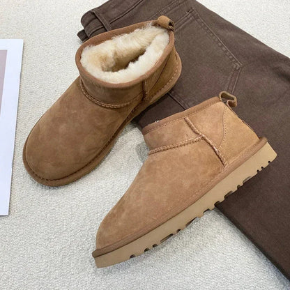 2024 Winter Warm Boots Fur Ladies Snow Boots Real Sheepskin Wool Low-cut Warm Fur Shoes Man  Women Winter Short Boots Shoes New