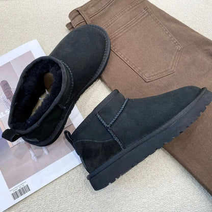 2024 Winter Warm Boots Fur Ladies Snow Boots Real Sheepskin Wool Low-cut Warm Fur Shoes Man  Women Winter Short Boots Shoes New