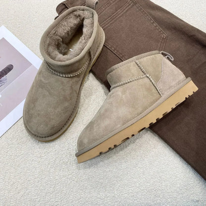 2024 Winter Warm Boots Fur Ladies Snow Boots Real Sheepskin Wool Low-cut Warm Fur Shoes Man  Women Winter Short Boots Shoes New