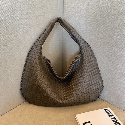 2024 Women Korean Style Braid Casual Totes  Solid Knitted tote bags Chic Streetwear Retro Textured Shoulder Bag Female Handbags