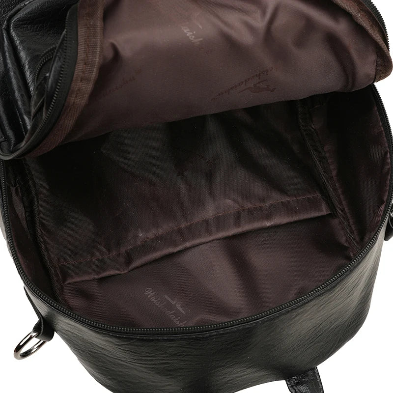 2024 Women New Animal Embroidery Soft Leather Backpack High Quality Multi functional Bag School Student Large Capacity Book Bags