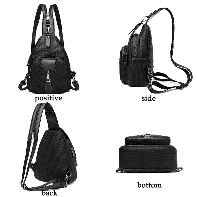 2024 Women's Fashion Trend Backpack High Quality Soft Leather Retro Female Crossbody Bag Girl Travel Shopping Wallet Sac A Main
