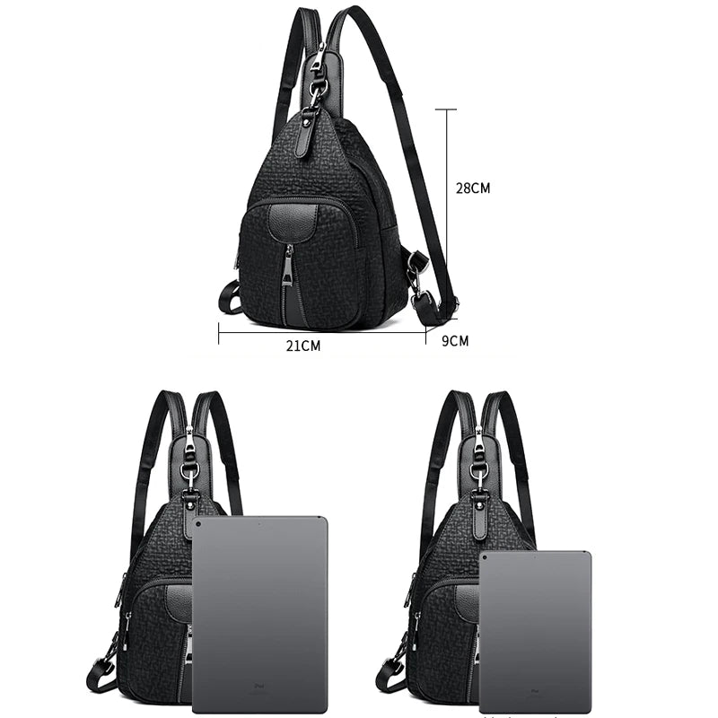 2024 Women's Fashion Trend Backpack High Quality Soft Leather Retro Female Crossbody Bag Girl Travel Shopping Wallet Sac A Main