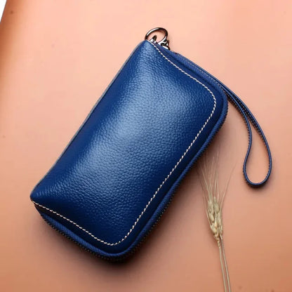 2024 Women's Hand-Held Mobile Phone First Layer Cowhide Cosmetic Bag New European And American Long Large-Capacity Wallet