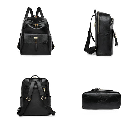2024 Women's PU Leather Backpacks School Bag Classic Tassels Travel Multi Function High Capacity Shoulder Bags Rucksack Sac
