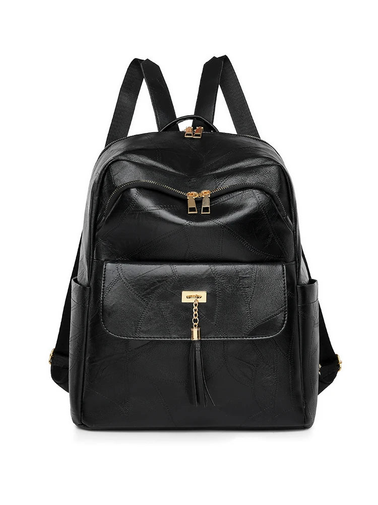 2024 Women's PU Leather Backpacks School Bag Classic Tassels Travel Multi Function High Capacity Shoulder Bags Rucksack Sac