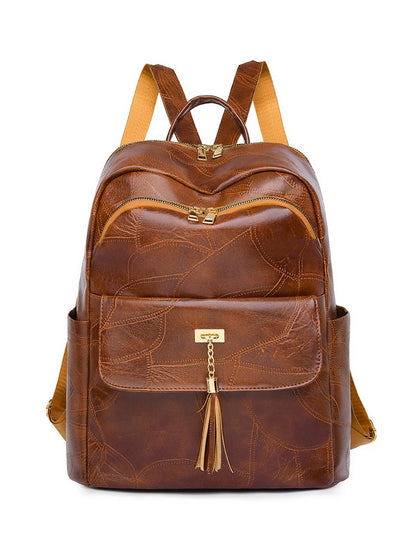 2024 Women's PU Leather Backpacks School Bag Classic Tassels Travel Multi Function High Capacity Shoulder Bags Rucksack Sac