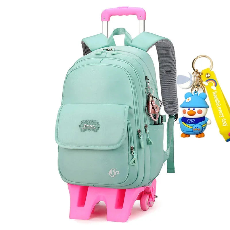 2024 kids school Backpack Removable Children School for With Wheel Kids girls Trolley Schoolbag Luggage Book Bags