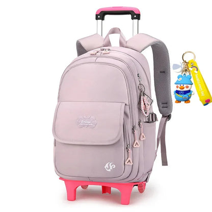 2024 kids school Backpack Removable Children School for With Wheel Kids girls Trolley Schoolbag Luggage Book Bags