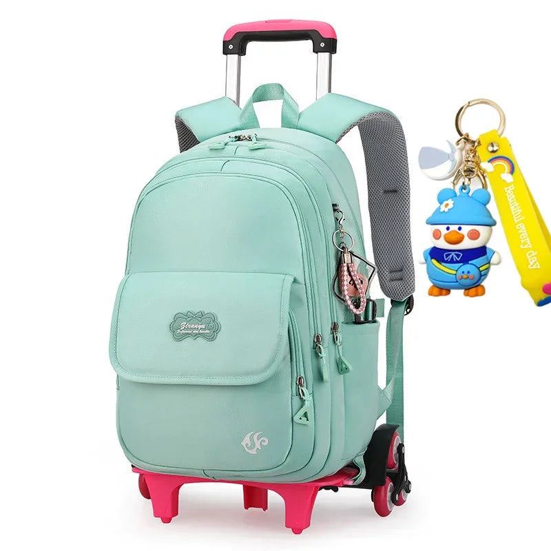 2024 kids school Backpack Removable Children School for With Wheel Kids girls Trolley Schoolbag Luggage Book Bags