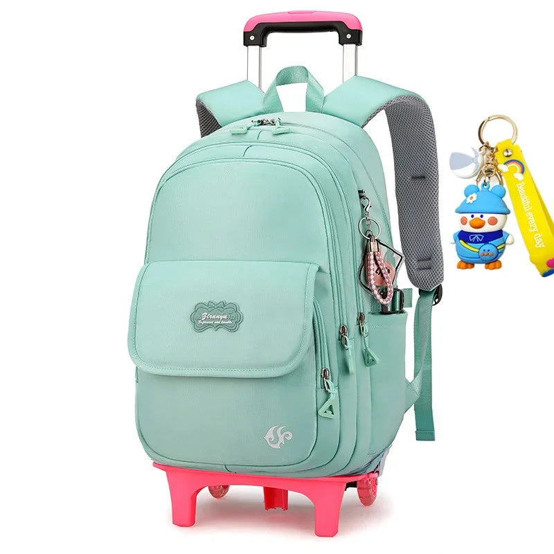 2024 kids school Backpack Removable Children School for With Wheel Kids girls Trolley Schoolbag Luggage Book Bags