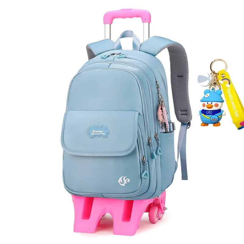 2024 kids school Backpack Removable Children School for With Wheel Kids girls Trolley Schoolbag Luggage Book Bags
