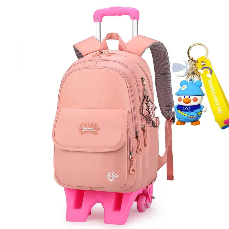 2024 kids school Backpack Removable Children School for With Wheel Kids girls Trolley Schoolbag Luggage Book Bags