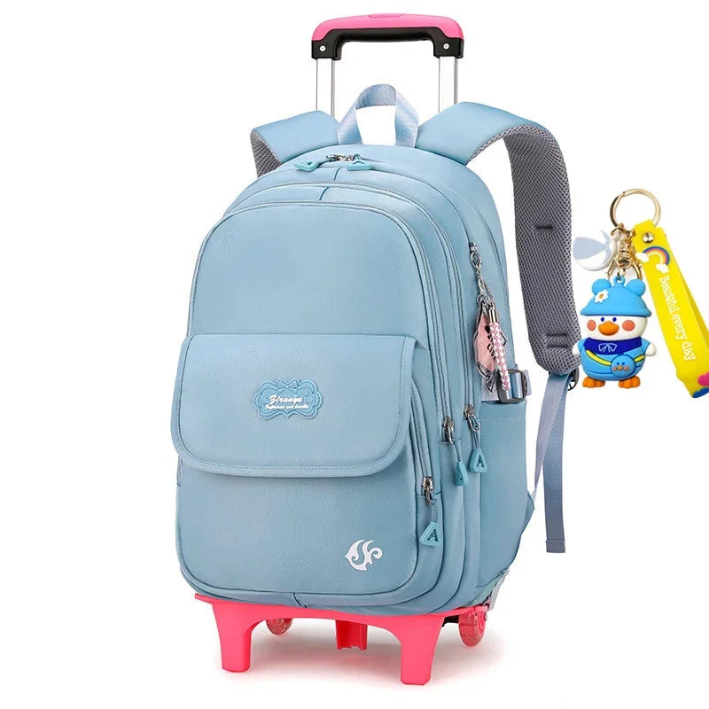 2024 kids school Backpack Removable Children School for With Wheel Kids girls Trolley Schoolbag Luggage Book Bags