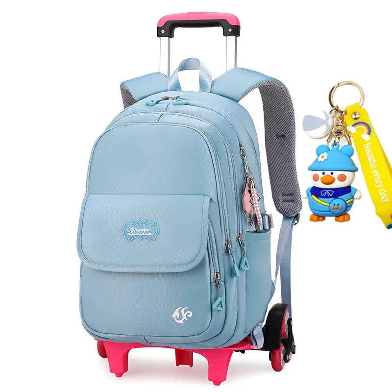 2024 kids school Backpack Removable Children School for With Wheel Kids girls Trolley Schoolbag Luggage Book Bags