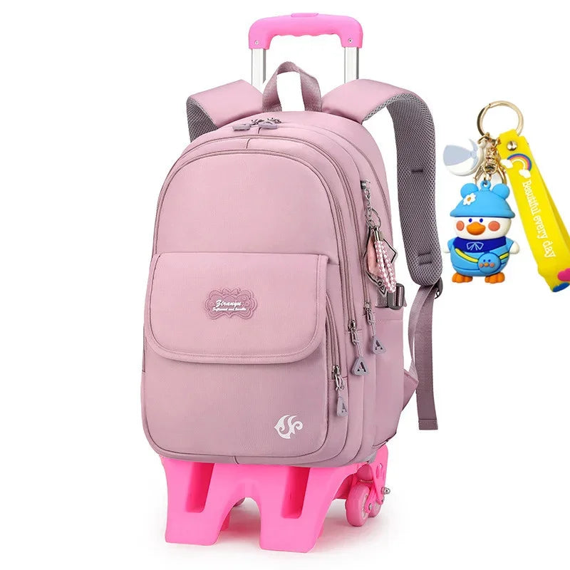 2024 kids school Backpack Removable Children School for With Wheel Kids girls Trolley Schoolbag Luggage Book Bags