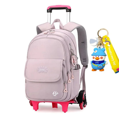 2024 kids school Backpack Removable Children School for With Wheel Kids girls Trolley Schoolbag Luggage Book Bags