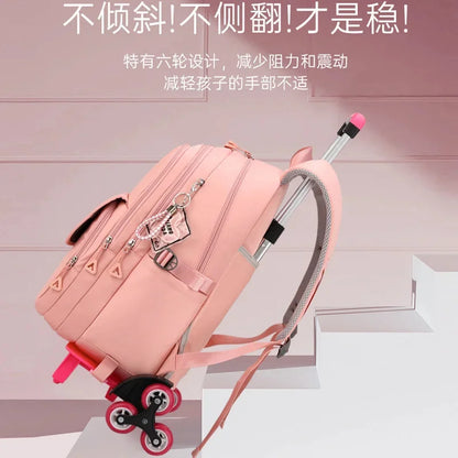 2024 kids school Backpack Removable Children School for With Wheel Kids girls Trolley Schoolbag Luggage Book Bags