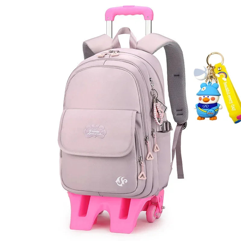 2024 kids school Backpack Removable Children School for With Wheel Kids girls Trolley Schoolbag Luggage Book Bags