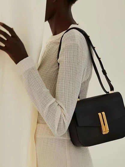 2024 new Retro Simple Tofu Bag - British Luxury style | Unique Design | Premium Quality Genuine Leather Women‘s Shoulder Bag
