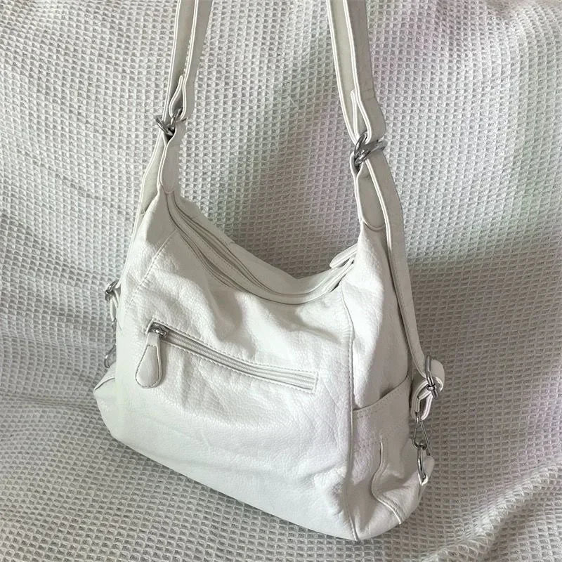 2024 new Y2k Large Capacity Shoulder Bag White Pu Leather Cross Handbag American Style Punk Goth Fashion Simple Designer Handbag