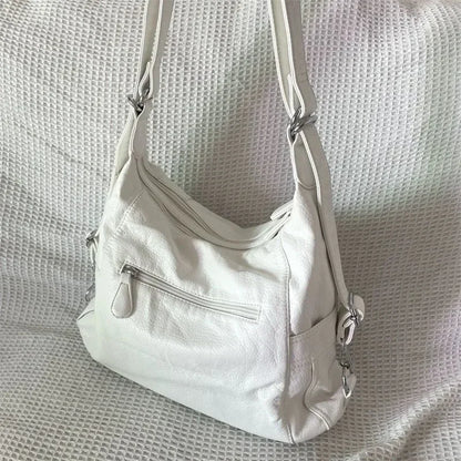 2024 new Y2k Large Capacity Shoulder Bag White Pu Leather Cross Handbag American Style Punk Goth Fashion Simple Designer Handbag