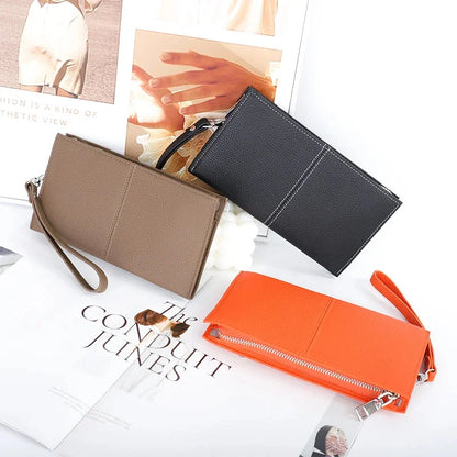 2024Leather New Zipper Long Clutch Multi-card Wallet Women's Mobile Phone Fashion Popular Multi-purpose