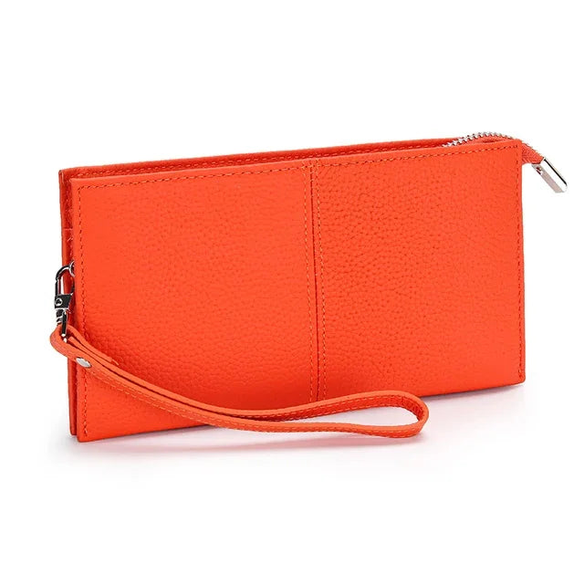 2024Leather New Zipper Long Clutch Multi-card Wallet Women's Mobile Phone Fashion Popular Multi-purpose