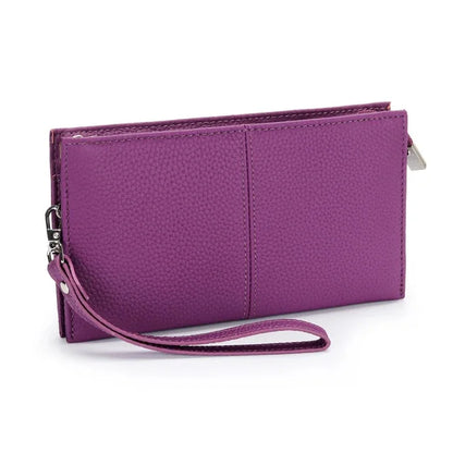 2024Leather New Zipper Long Clutch Multi-card Wallet Women's Mobile Phone Fashion Popular Multi-purpose