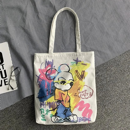 2024Women's Canvas Tote s Korean Students Shoulder Cloth Shopping Eco Foldable Female Handbag for Girls Beach Shopper Bag