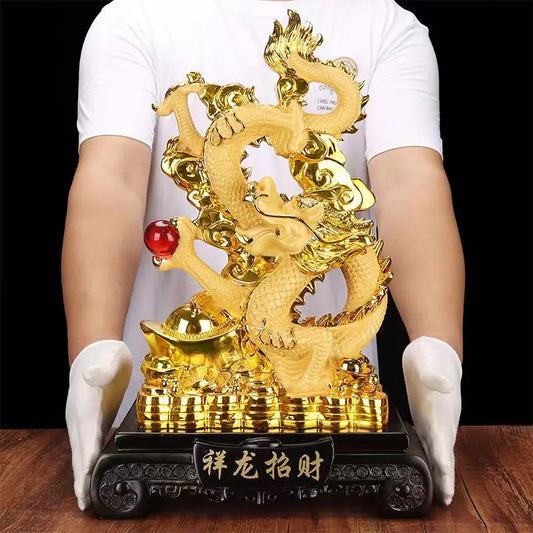 2024year Resin dragon bead handicraft furnishing articles Prosperous home decoration decoration mascot Fengshui statue